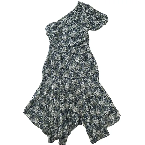 ASTR The Label Santorini Dress Medium Green‎ Blue Floral One Shoulder Midi - Image 4
