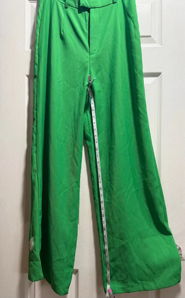 Shein Wide-Leg Pants High-Waisted green L8/10 - Image 2
