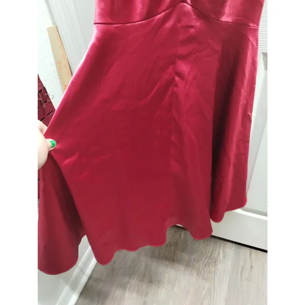 Camille La Vie Size 2 Red Ruched Satin Sweetheart Mermaid Dress Prom Gown - Image 6
