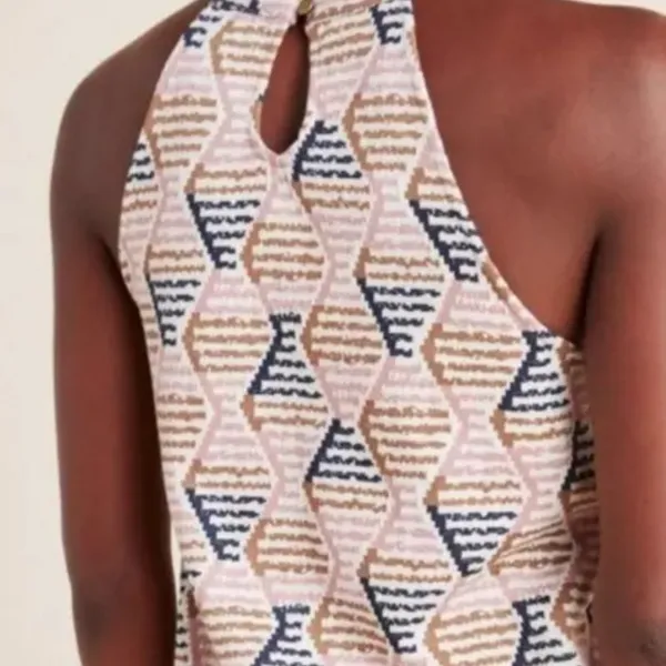 Anthropologie Lindsay Structured Halter‎ Top Size L Multicolor Geometric Trendy - Image 3