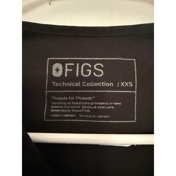 FIGS Casma‎ Black One-Pocket Scrub Top Technical Collection XXS Womens - Image 3