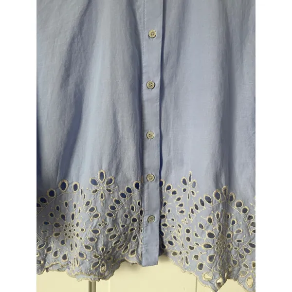 Chelsea & Theodore Light Blue Eyelet Embroidered Cotton Button Up Shirt M - Image 15