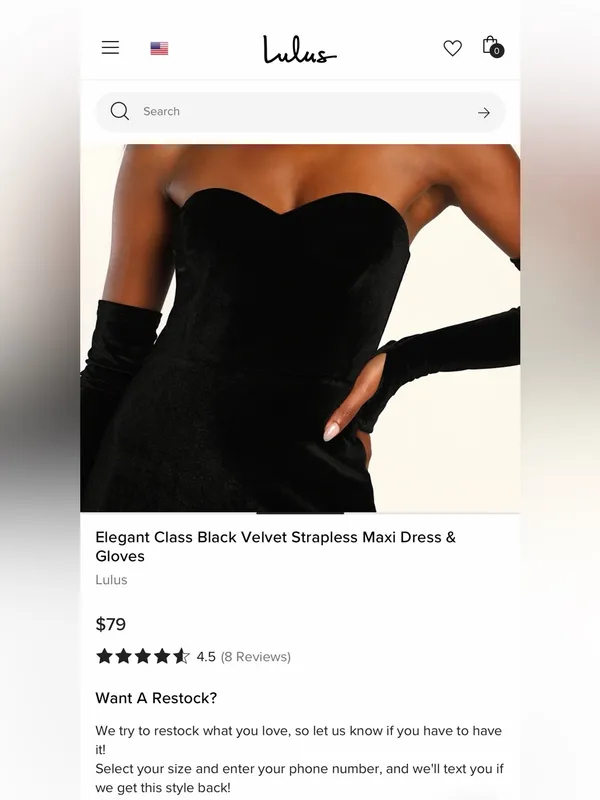 LULUS Women’s Elegant Class Sleeveless Black Velvet Strapless Maxi Dress Size L - Image 3