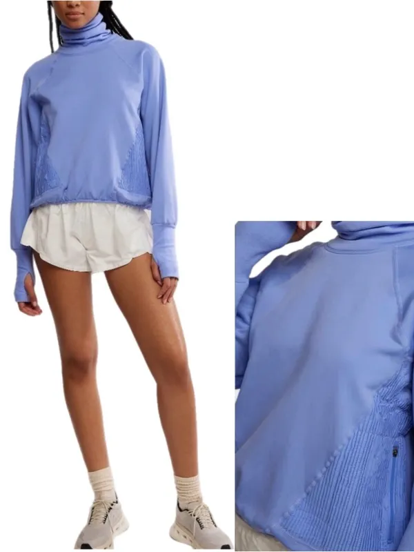 FREE PEOPLE MOVEMENT Keepin Cozy Run Crew Pullover / Bluebell / Large - Like New - Image 2