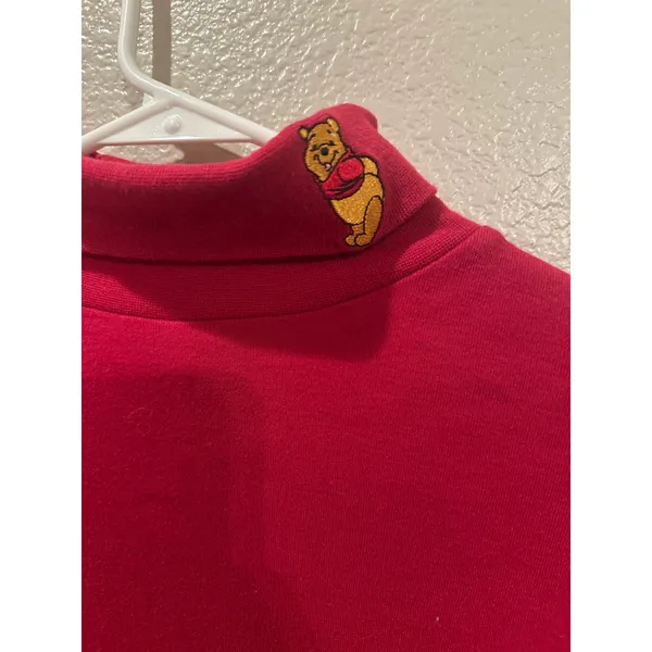 Vintage Disney Store Winnie the Pooh Red embroidered Turtleneck M - Image 2