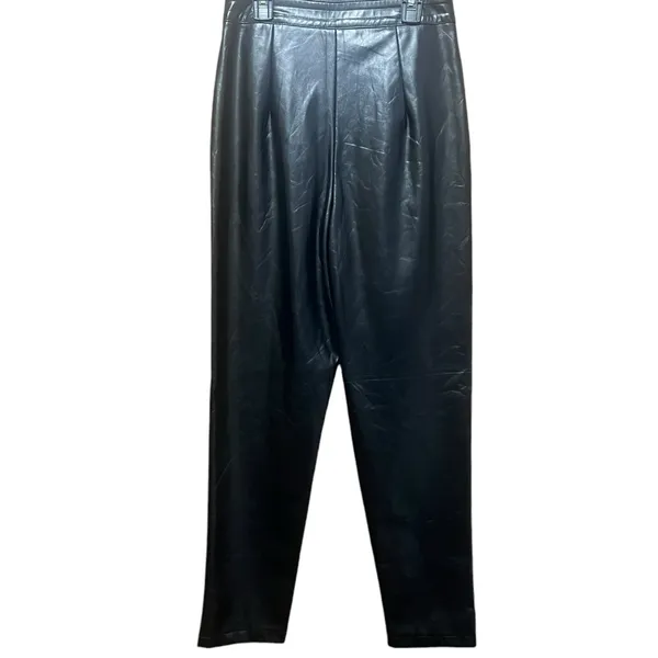 Princess Polly Love Club Black Faux Vegan Leather Straight Pants‎ Size 4 - Image 9