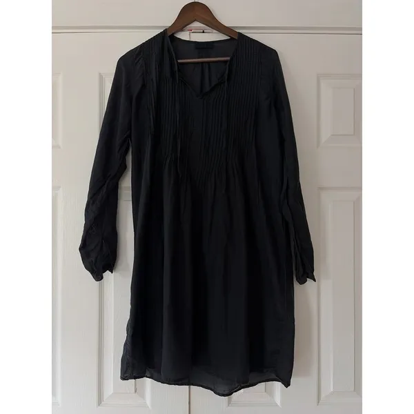 CP Shades Black Cotton Silk Pintuck Pleated Yoko Tunic‎ Dress Small EUC - Image 3