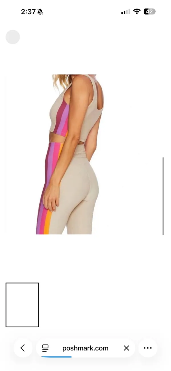 Tan ribbed neon stripe legging beach riot active set - Image 2