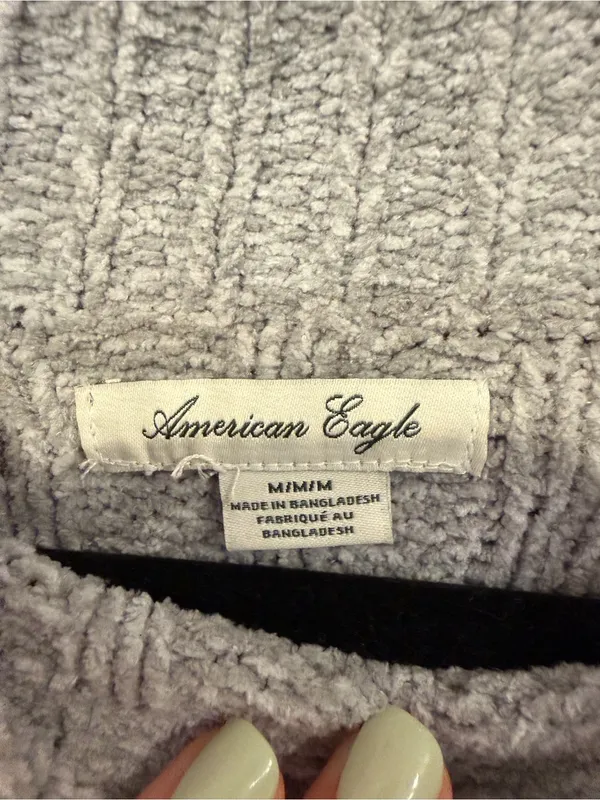 American Eagle chenille‎ Mock Neck Sweater — Gray - Image 2