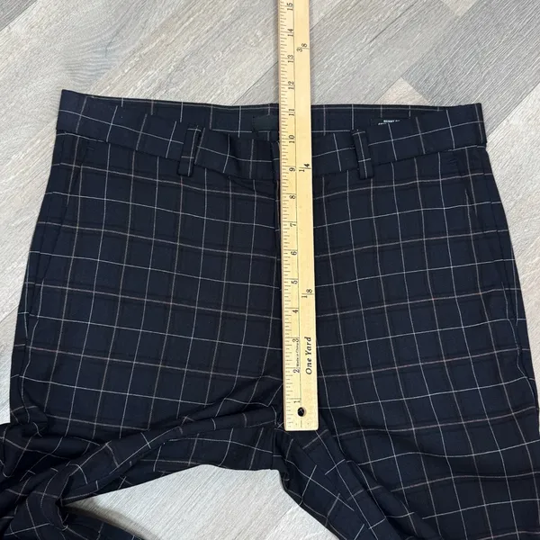 H&M Windowpane Plaid Cuff Hem‎ Skinny Fit Trouser Pants Blue Tan Size 29 - Image 12