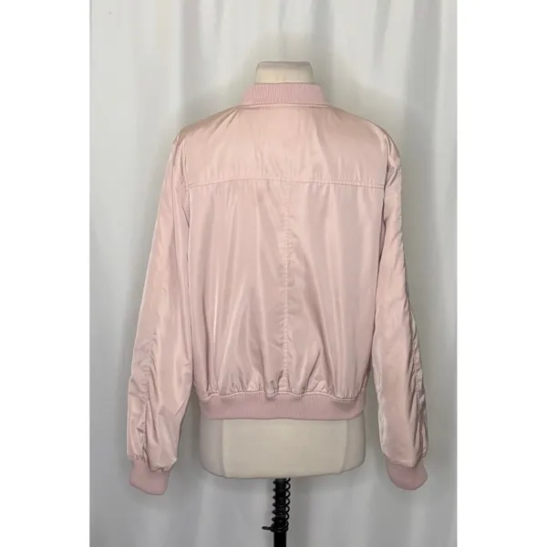 Anthropologie HEI HEI Journey Bomber Jacket Solid Light Pink Sporty Medium - Image 9