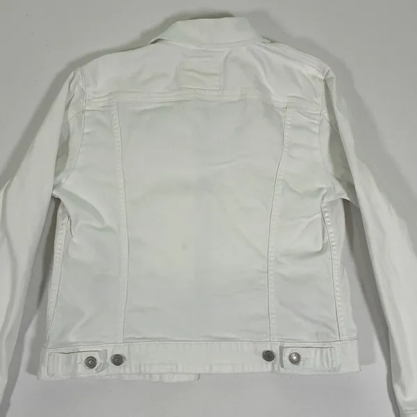 Levis Womens White Denim Trucker Jacket Large Stretch Cotton 77306-0004 - Image 8