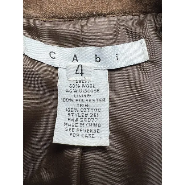 CAbi Womens Brown Wool Blend Ruffle Front Jacket fairy whimsical witchy cottage - Image 3