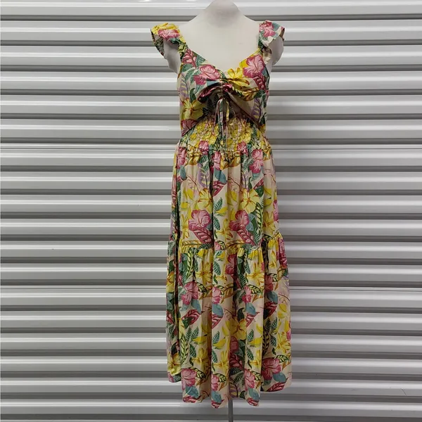 Roxy Womens Floral Dress Size Medium Tropical Vacation Resort Beach Boho Coastal - Image 5