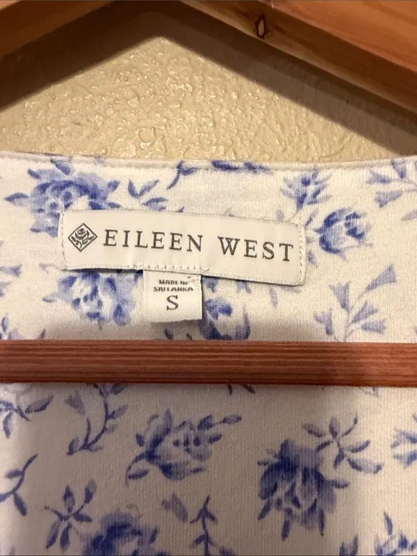 Eileen West Floral Cotton Ballet Nightgown Blue Size Small - Image 5