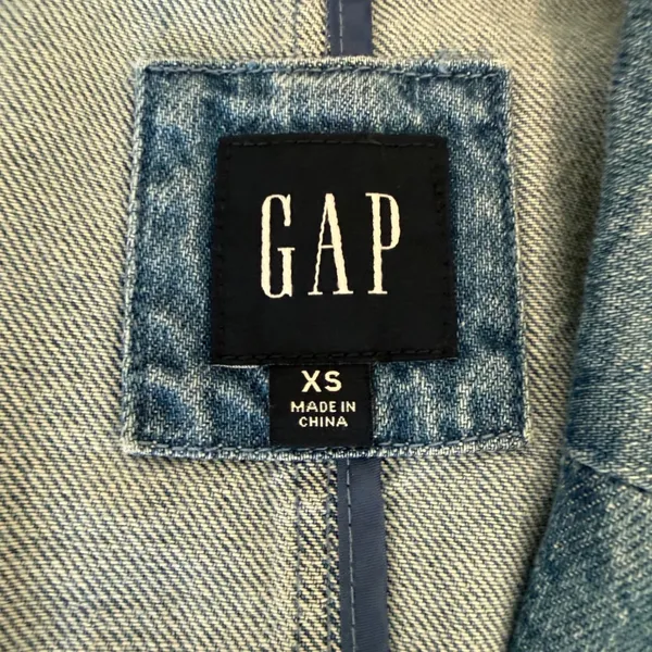 Gap Women 100% Cotton Denim Blazer XS Blue Single Button Notch Lapel Structured - Image 2