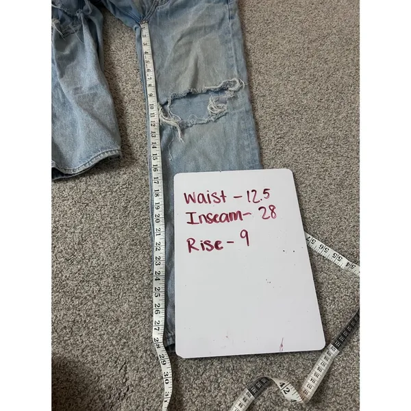 American Eagle Stovepipe High Rise Distressed Straight Leg Jeans Light Wash 00S - Image 7