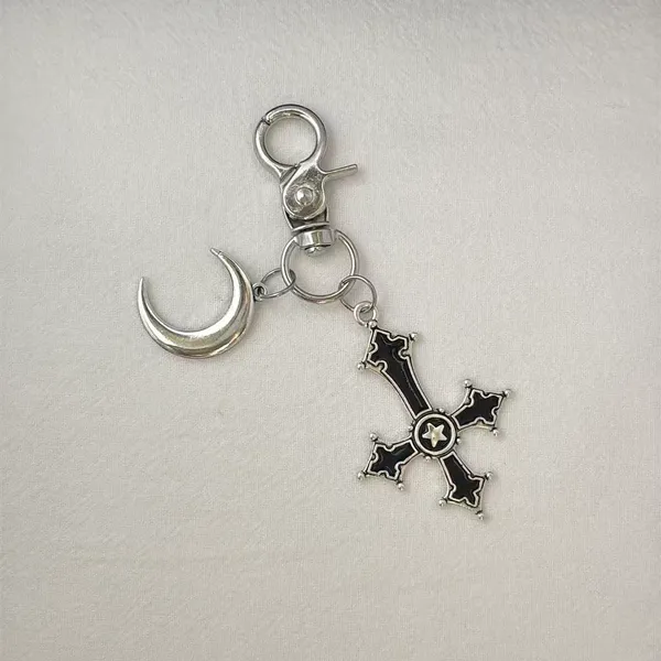 Moon Cross Keychain Charm for Men Women Car Keychain Key Ring Bag Charm - Image 2