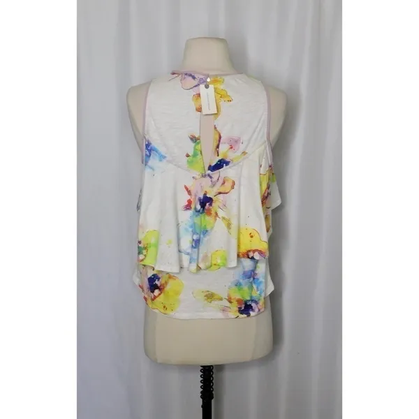 NWT!! Anthropologie MEADOW RUE Cantara Floral Knit Tiered Tank Top X-Small - Image 9