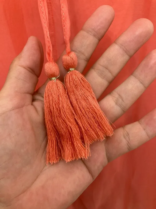 Tommy Bahama Lanai Breeze Double Layer Chiffon Tunic Dress M Coral Pink Tassel - Image 7