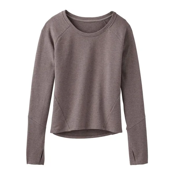 Athleta Idyllwild Sweatshirt Cropped Crew Neck Thumb Holes Taupe Brown sz small - Image 2