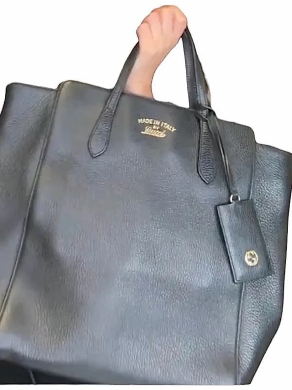 Gucci Swing Leather Tote with Detachable Strap 22179564 -black - Image 4