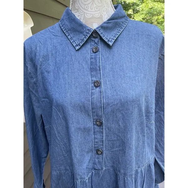 Nine West Brentwood Denim Shirt Dress XXL NWT Cotton Pockets Casual Chambray - Image 10