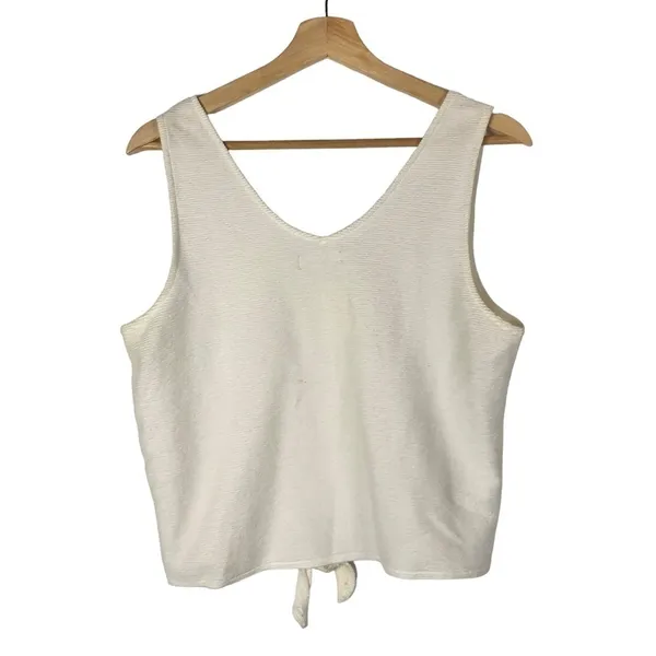 Madewell Texture & Thread White Tie‎ Front Tank Top M - Image 3