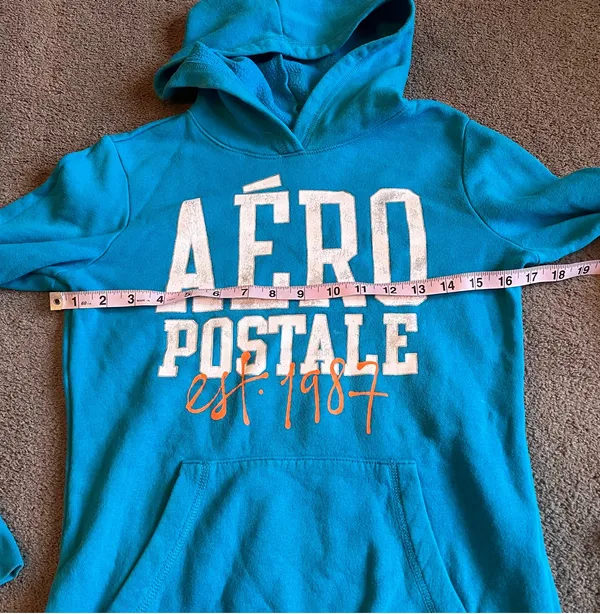 Vintage 2012 Y2K Aeropostale Women’s size Small Teal/Blue Pullover Sweatshirt - Image 9