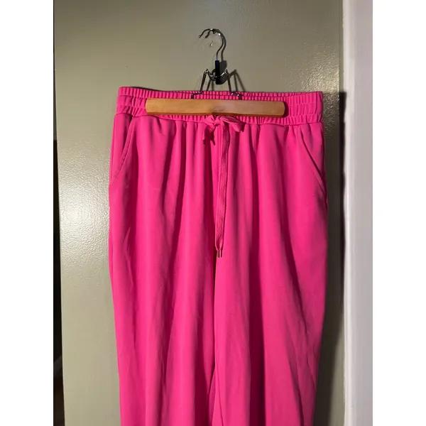 Women's Size XL Athletic Sweatpants Joggers Lounge Pants Bright Pink Pockets - Image 2