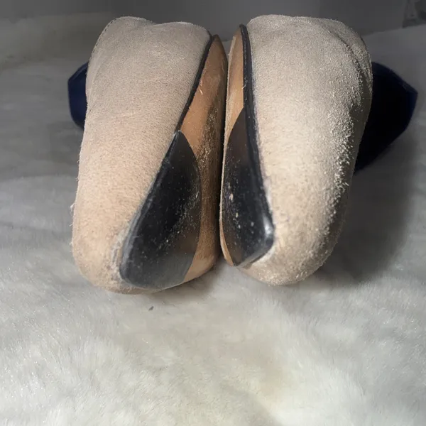 Via Spiga Two-Toned D'Orsay Genuine Leather Blue Taupe Suede Designer Pumps 8.5 - Image 6
