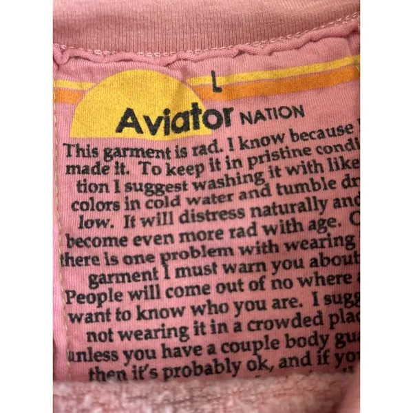 Aviator Nation Sweatshirt Size Large Tiger Graphic Crewneck Petal Pink NWOT - Image 5