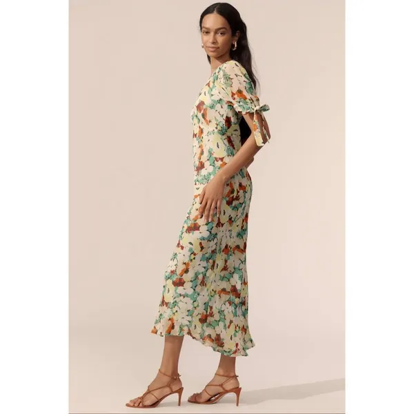 By Anthropologie Short-Sleeve V-Neck Slip Midi Dress-NWT - Image 2