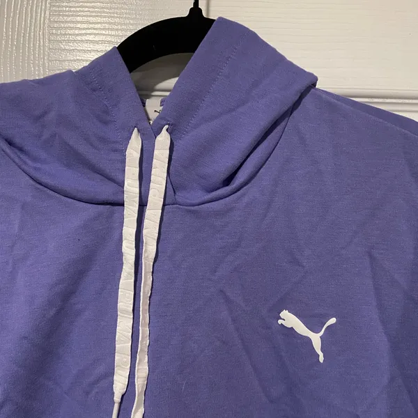 PUMA Purple Cropped Hoodie Size L Keeps You Dry Athletic Pullover Sweatshirt - Image 2