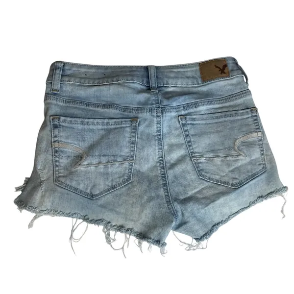 American Eagle Super Stretch Hi Rise Shortie Embroidered Flower Jean Jorts 4‎ - Image 3