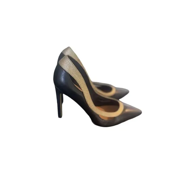 NWOB Ava&Aiden Black/ Gold Leather Pumps/ Stilletos Size 8.5 - Image 4
