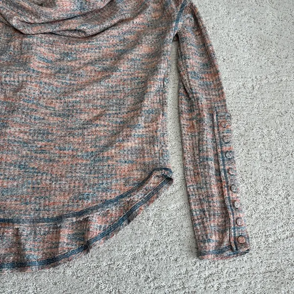 Women's Free People Small Misty Waffle‎ Cole Neck Thermal Long Sleeve Pullover - Image 2