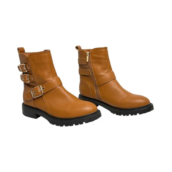 G. C. Shoes Strappy Buckle Moto Cognac Kingsburg Ankle Boots 8.5 EU‎ 39 Casual - Image 2