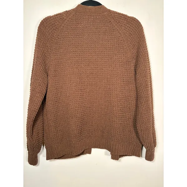American Eagle Cardigan Sweater Brown Popcorn Waffle Knit Open Front Warm Small - Image 4