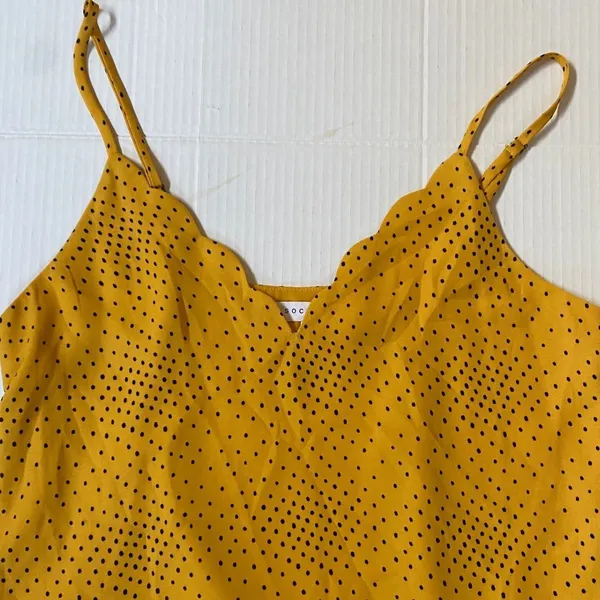 Socialite Yellow Polka Dot Scallop‎ layer Chiffon Summer Blouse - XS EUC - Image 10