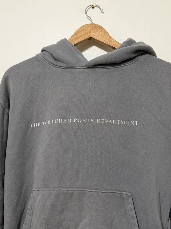 Taylor Swift The Tortured Poets Department Gray Hoodie Size Medium - Image 4
