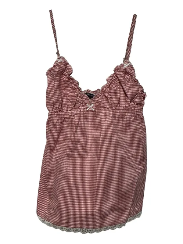 Brandy Melville Red & White Gingham Babydoll Ruffle Tank Top One Size NWT - Image 2