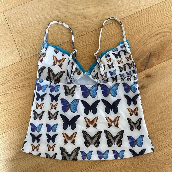 Omighty Butterfly Graphic Cami with Blue Lace - Image 5