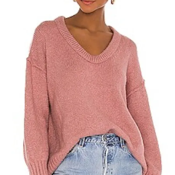 Free People Brookside Cotton Blend Tunic Sweater Alpine Rose - Image 4