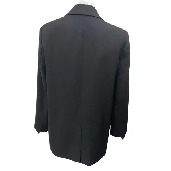 Zara Women's Black Long Sleeve One Button Notch Collar Long Blazer Coat Jacket M - Image 2