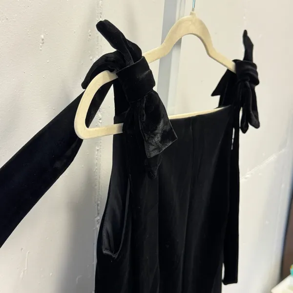Zara Black Velvet Bow Shoulder Mini Dress Square Neck 9763/072/800 XS Holiday - Image 5