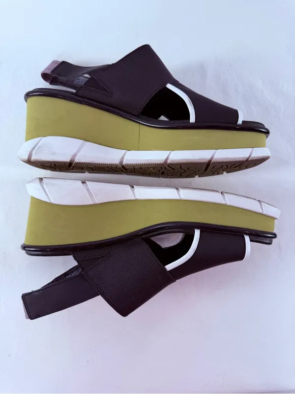 Sorel‎ Slingback Platform Wedges Black with Olive Trim Size 9.5 - Image 8