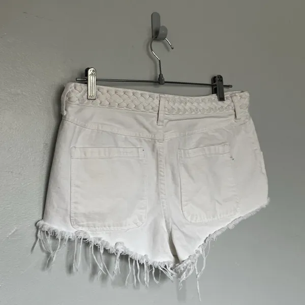 Abercrombie Fitch Festival Shorts Womens 10 White Fringe High Rise Button Zip - Image 4
