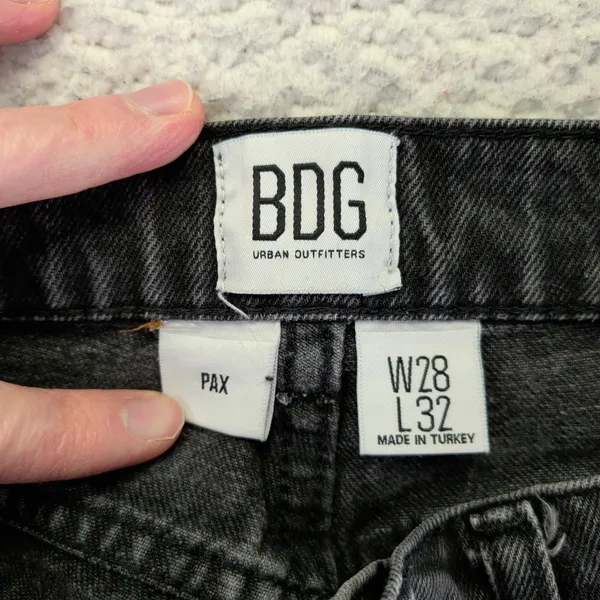 BDG Urban Outfitters Pax High Rise‎ Straight Jeans Washed Black Raw Hem W28 L32 - Image 6