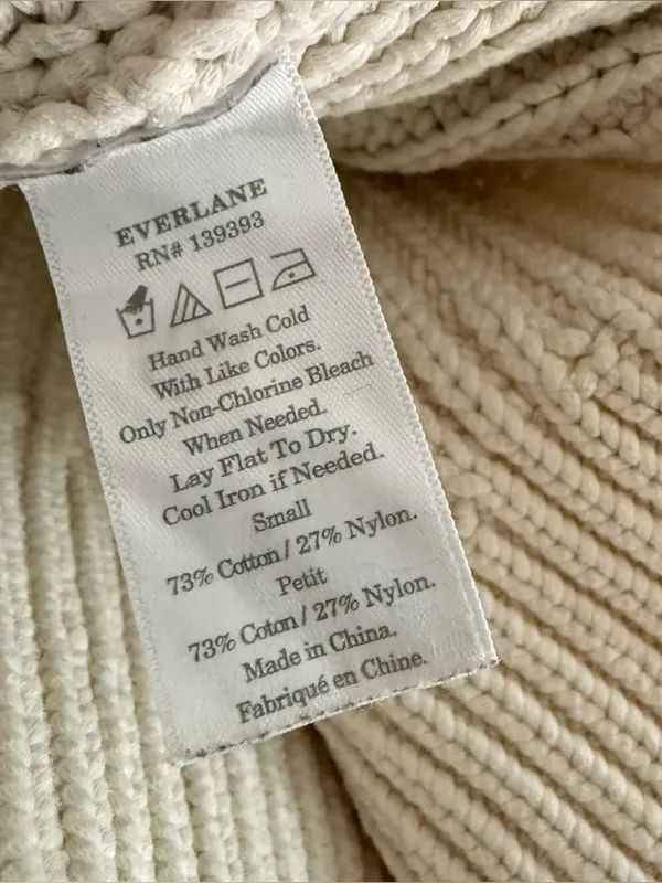 Everlane The Texture Cotton Crewneck Knit‎ Sweater Jumper Cream size Small - Image 5